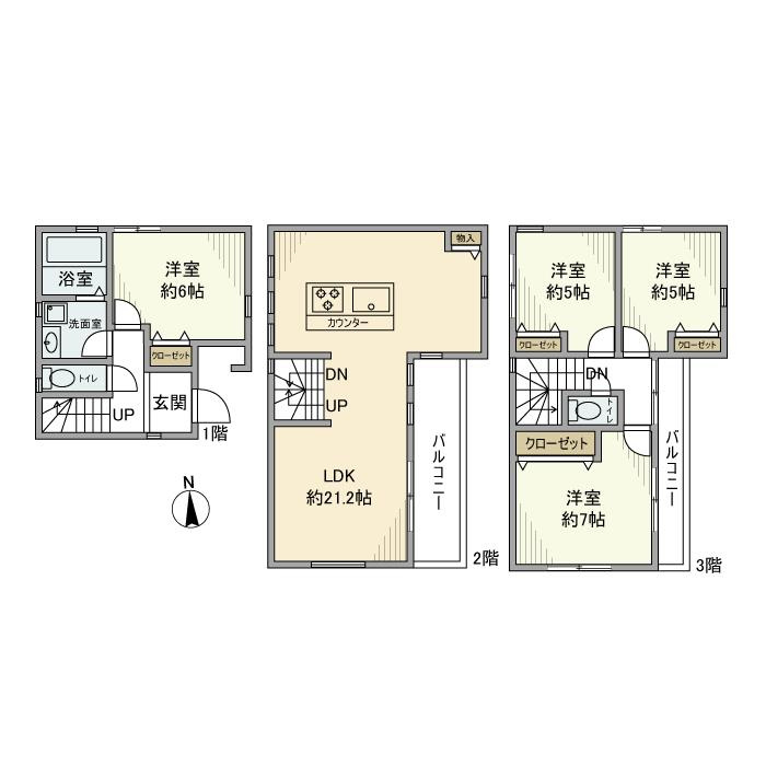 下小田中戸建の間取り
