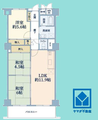 シーアイマンション高座の間取り|3LDK、専有面積62.15平米、バルコニー面積8.4平米、10階建て4階部分。玄関の横にトランクルームがございます。（使用料月額350円）