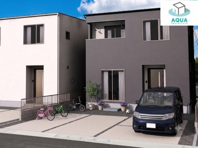 オール電化デザイナーズハウス国府町建売⑲の外観パース|落ち着いた雰囲気の外観です　