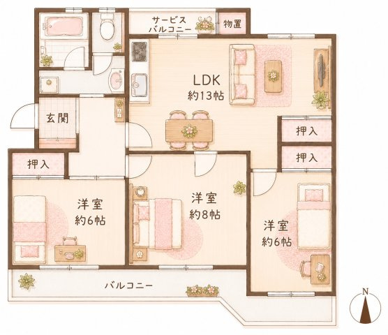藤阪ハイツA2号棟の間取り|間取り図はいかがですか？ご希望を叶える間取りですか？リビングの広さは？水回りの位置は？カウンターキッチン？など色々な情報が集約されています。弊社ではリフォームなどのご相談も承っております。