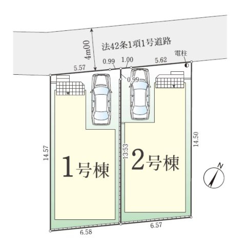 ふじみ野市旭１丁目の新築一戸建の区画図|周辺には商業施設が充実していてお買い物に便利な立地です。