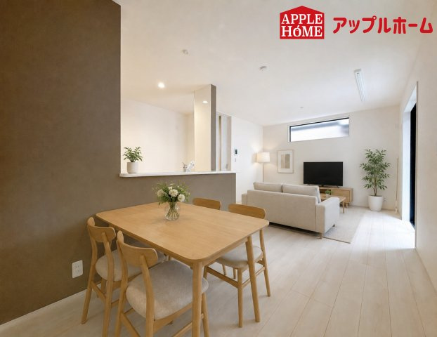 さいたま市南区大谷口3期の居間・リビング|人気の対面式キッチンで会話も弾みます！お食事の準備をしながらでもご家族とのコミュニケーションを楽しめますね♪