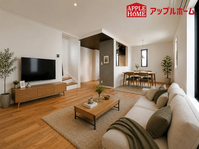 さいたま市中央区円阿弥7丁目の居間・リビング|１日の長い時間を過ごす大切なリビングだから、広さ日当たりとことんこだわりましょう♪ぜひこの空間を実際にご体感ください！