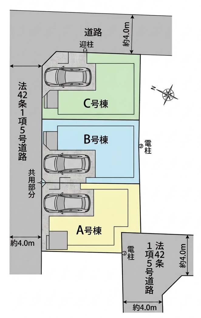 さいたま市北区大成町4丁目　全3棟の区画図