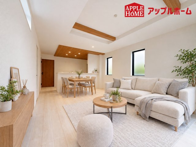 [新築住宅] さいたま市北区奈良町 11期 全2棟の居間・リビング|１日の長い時間を過ごす大切なリビングだから、広さ日当たりとことんこだわりましょう♪ぜひこの空間を実際にご体感ください！
※家具はCGです