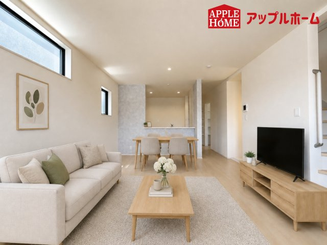 [新築住宅] さいたま市北区植竹町1丁目 全2棟の居間・リビング|人気の対面式キッチンで会話も弾みます！お食事の準備をしながらでもご家族とのコミュニケーションを楽しめますね♪