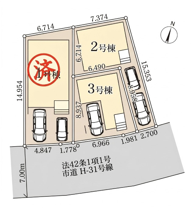 [新築住宅] さいたま市浦和区領家5丁目 全3棟の区画図