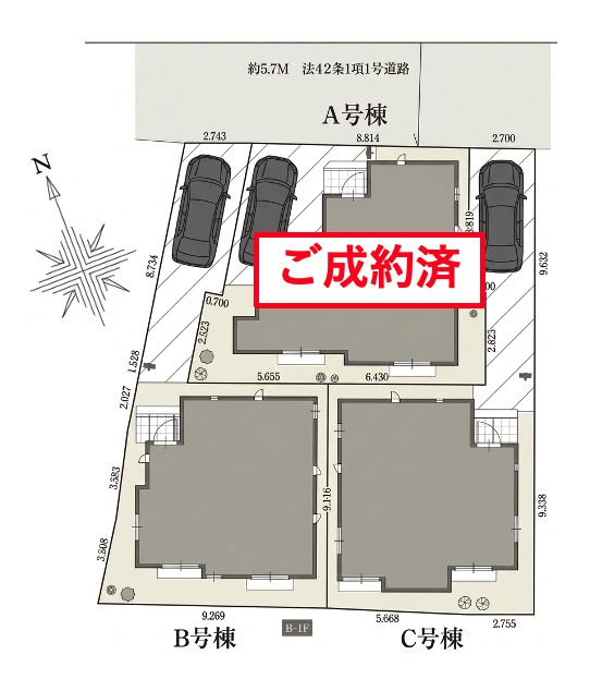[新築住宅] さいたま市見沼区東大宮 全3棟の区画図