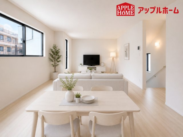[新築住宅] さいたま市中央区鈴谷7丁目 全6棟の居間・リビング|１日の長い時間を過ごす大切なリビングだから、広さ日当たりとことんこだわりましょう♪ぜひこの空間を実際にご体感ください！