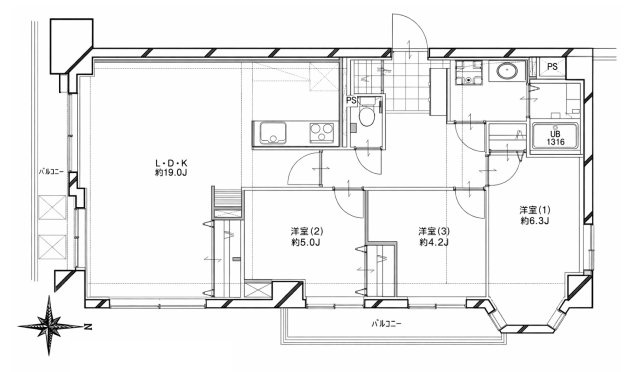 [中古マンション] グリーンパーク大宮の間取り