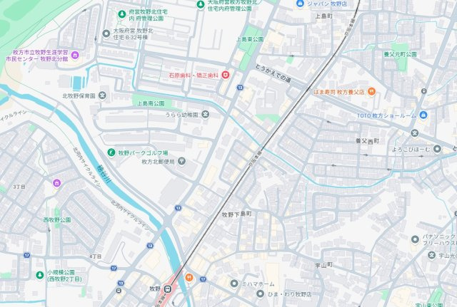 ■枚方市牧野下島町　新築一戸建ての地図