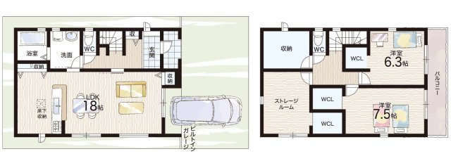 ■枚方市牧野下島町　新築一戸建ての間取り