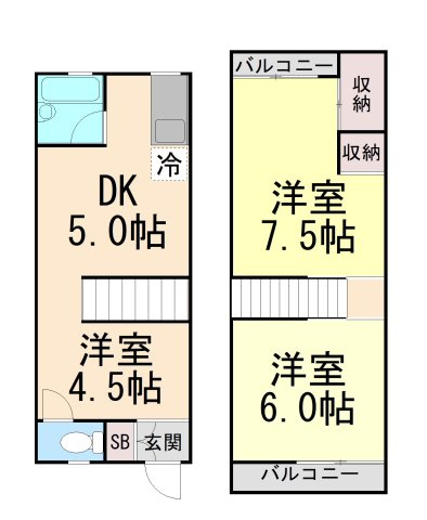 テラス　神戸市灘区徳井町の間取り