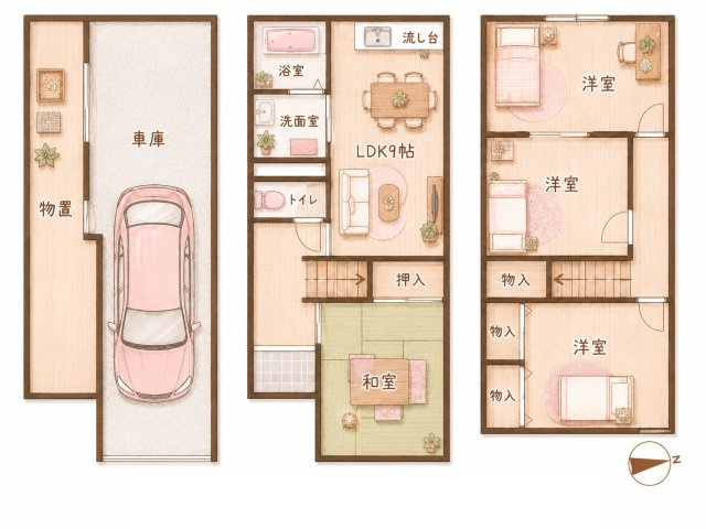 南野2丁目　中古一戸建ての間取り|間取り図はいかがですか？ご希望を叶える間取りですか？リビングの広さは？水回りの位置は？カウンターキッチン？など色々な情報が集約されています。弊社ではリフォームなどのご相談も承っております。