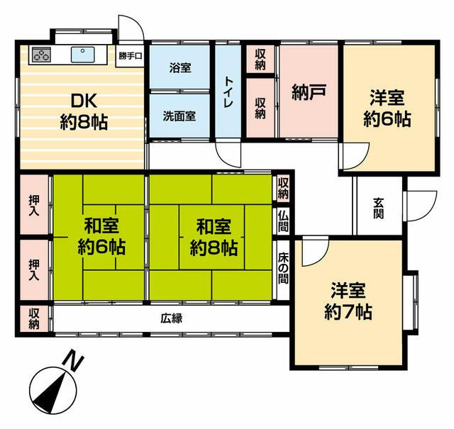 八代市本野町売戸建の間取り|現況と間取図が異なる場合には現況を優先させていただきます。