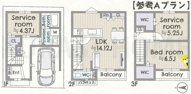 京都市右京区西京極徳大寺団子田町　建築条件付き土地の参考プラン