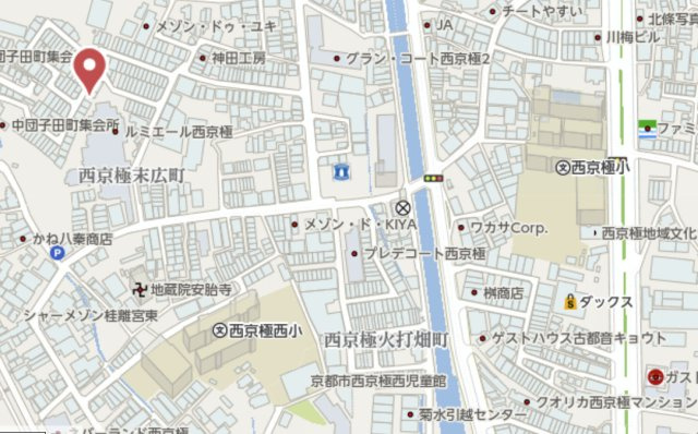 京都市右京区西京極徳大寺団子田町　建築条件付き土地の地図