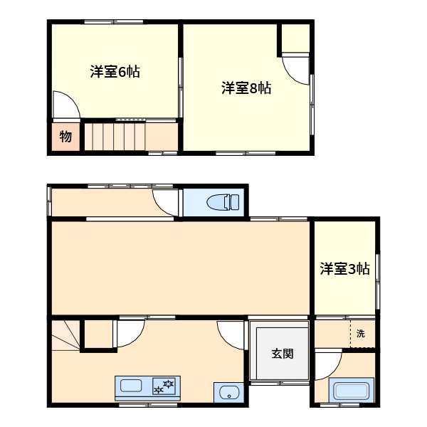 貝塚市北町貸家の間取り