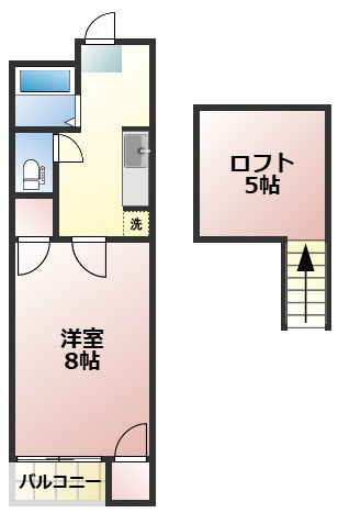 熊本市中央区九品寺６丁目のアパートの間取り