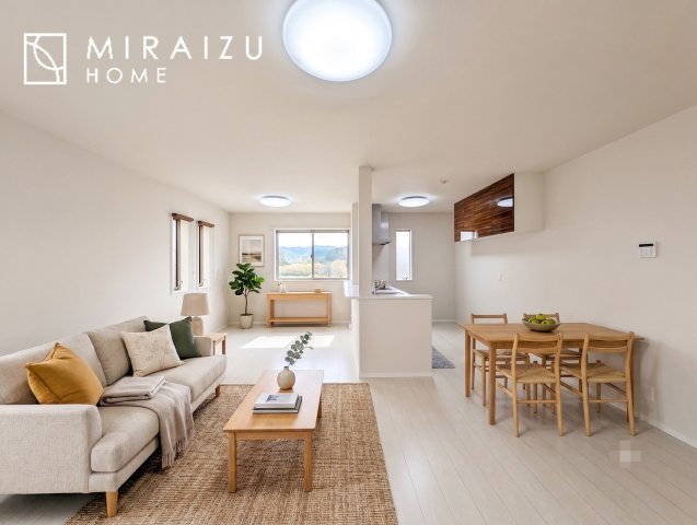 【居間・リビング】 | ※家具はイメージです　陽当たりが心地の良いリビング空間です。日中はカーテンを開けて自然な光を取り込みリラックスして過ごしたいですね、照明器具もセンスの良いものを使いたいですね。