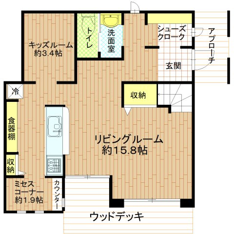 白岡市西１０丁目築浅中古戸建の間取り|１階間取図