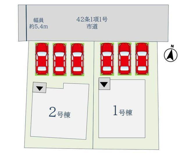 神埼市神埼町田道ヶ里の新築一戸建の区画図| 