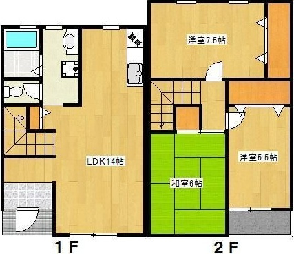 タウンハウス御領Ｆ棟の間取り