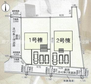 南アルプス市桃園の新築一戸建の区画図