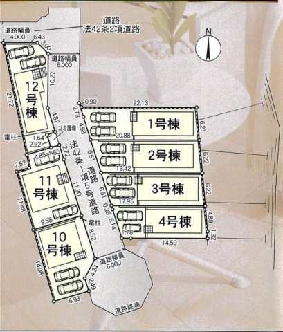 京田辺市薪天神堂　第9期　新築一戸建ての区画図|全12区画