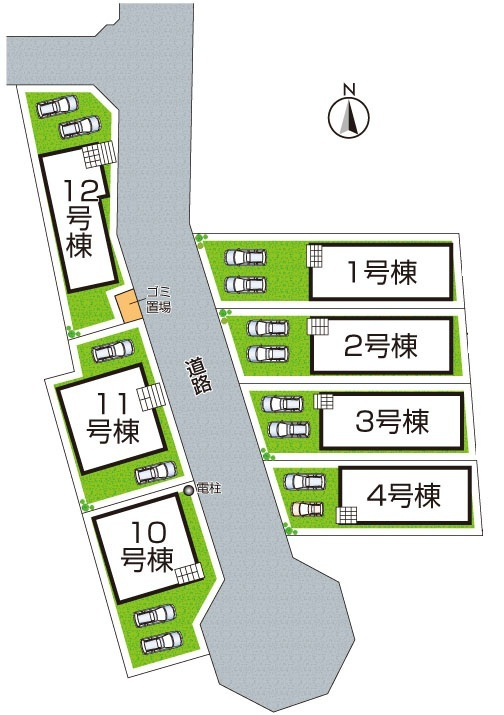 京田辺市薪天神堂　第9期　新築一戸建ての区画図|全12区画