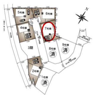 クレイドルガーデン前橋市北代田町第10　 7号棟（平屋）の区画図|駐車場2台以上ご用意しています！