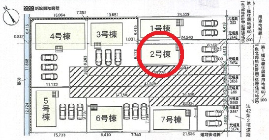 西尾市一色町一色第27　新築分譲住宅　全7棟　2号棟の区画図