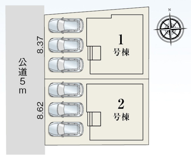 静岡市葵区西瀬名町　新築戸建　全２棟　2号棟の区画図