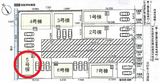 西尾市一色町一色第27　新築分譲住宅　全7棟　5号棟の区画図