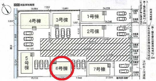 西尾市一色町一色第27　新築分譲住宅　全7棟　6号棟の区画図