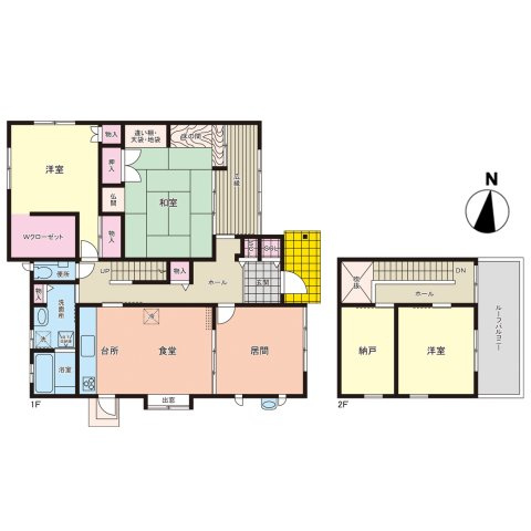 和気町藤野　中古戸建の間取り|間取り３ＬＤＫ＋納戸。