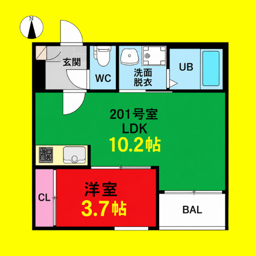 REGALEST RUI　名古屋市賃貸　仲介手数料無料の間取り
