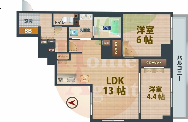 【間取り】 | ジオエント新中野 | 2LDKのお部屋です。