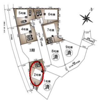 クレイドルガーデン前橋市北代田町第10　 2号棟の区画図|駐車場2台以上ご用意しています！出し入れ楽々並列駐車です。