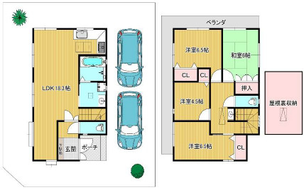 箕面市箕面７丁目　中古戸建の間取り