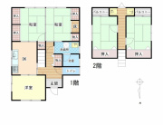 高知市昭和町の中古一戸建の間取り|5DKのゆとりある間取り。家族それぞれの個室も確保できます。