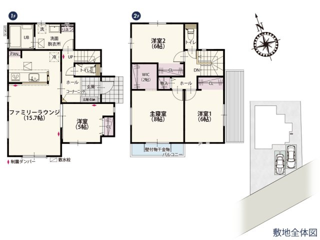 【間取り】 | 全居室二面採光で自然光が入りやすい明るい家。リビングはストレートタイプなのでお部屋がより広く開放的に感じられます隣接した洋室はワークスペースにしたりと様々な活用方法がありそうです♪