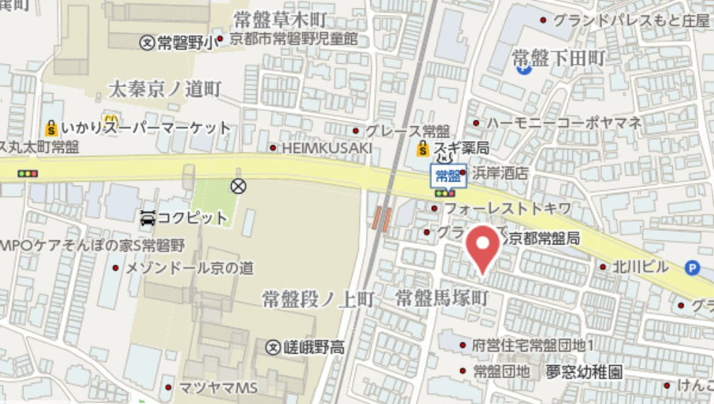 京都市右京区常盤窪町　未入居物件の地図
