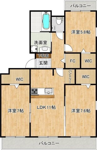 クロノス55東野の間取り