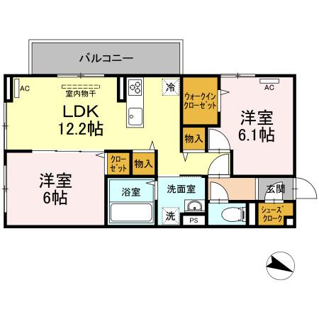 セジュール鵬舟Ⅵ 205の間取り