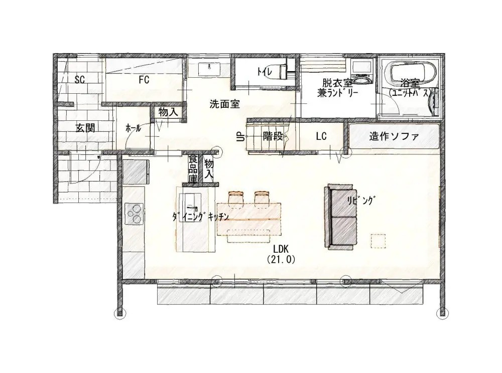 下野市薬師寺　新築戸建の間取り