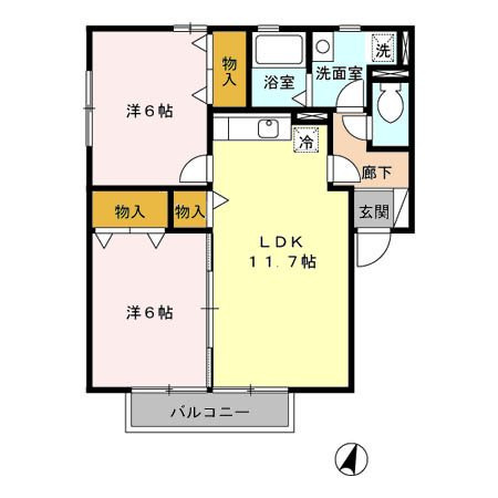 熊本市南区馬渡１丁目のアパートの間取り