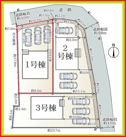 あま市七宝町遠島八幡島の新築一戸建の区画図|◇区画図・１号棟◇