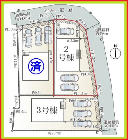 あま市七宝町遠島八幡島の新築一戸建の区画図|◇区画図・２号棟◇