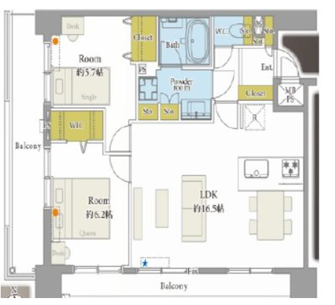 ライオンズマンション松屋町の間取り